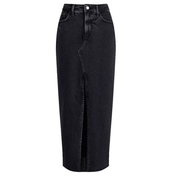 Express Black Denim Midi Skirt with Slit Size 6 - Picture 2 of 5